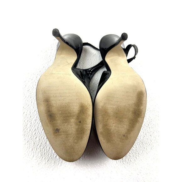 Enzo Angiolini Black Patent Leather Preppy Classic Chic Slingback Stilettos 7.5M - Picture 12 of 15